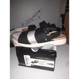 London Fog Libby Black HG0394 womens size 10 sandals NEW shelf62b